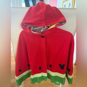 Disney Mickey Mouse Watermelon Swim Poncho Girls XXS 2/3 Red Hooded Pool Beach